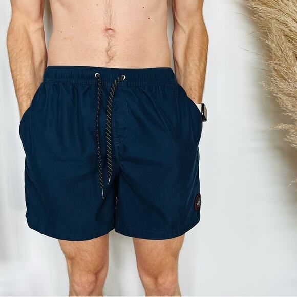 MENS QUICKSILVER Navy Blue Drawstring Tie Swimsuit Swim Board Volley Shorts L - Picture 1 of 11